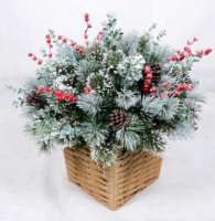 Guirnalda Navideña Artificial de Plástico Verde y Nevado con Luces LED Preinstaladas, con Piñas y Bayas para Decoración del Hogar, Hecho en China