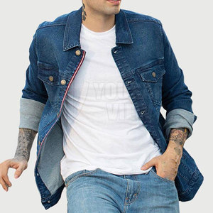 Veste jean respirante pour hommes à usage extérieur, veste d'hiver en jean pour hommes avec logo personnalisé, vente en gros - Product Image 3
