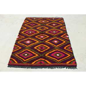 Tapis turc, tapis vintage 4,5x5,9 pieds, tapis en laine violette - Product Image 1