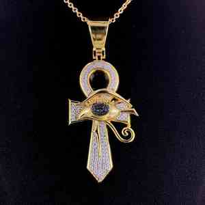 Pendentifs personnalisés en argent sterling 925 pour femmes, moissanite VVS, coupe brillante, pendentif croix, finition or jaune glacé, style hip hop, cadeau - Product Image 1