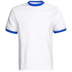 Venta al por mayor de ropa de hombre de alta calidad Ringer cuello redondo manga corta Camiseta 100% algodón ropa de Hombre Camisas servicio OEM - Product Image 1