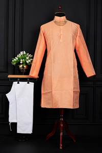 Kurta pour homme en coton et soie jacquard ethnique de qualité supérieure, style indien pakistanais, pour mariages, festivals, occasions spéciales, brodé - Product Image 2