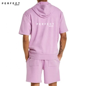 Conjuntos de ropa exterior para hombre, conjunto de sudadera con capucha y pantalones cortos, conjunto de pantalones cortos de felpa francesa de alta calidad, conjunto de 2 piezas de sudadera con capucha y pantalones cortos, logotipo personalizado - Product Image 2