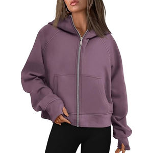 Sudaderas con cremallera para mujer Venta al por mayor OEM Moda Algodón Fleece Slim Fit Logotipo personalizado Ropa deportiva elegante Ropa de gimnasio Invierno 2025 - Product Image 1