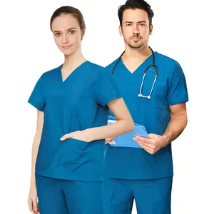 2023 new fashion Nurse Scrub Tops Veterinary Medical Scrubs Uniform for Women Dentisit V-Neck EDS Vet Workwear Nursing Coat