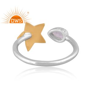 Meilleure vente argent sterling cristal naturel Quartz pierre précieuse anneau réglable fabricant de bijoux personnalisés - Product Image 2