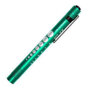Lampe-stylo verte pour infirmières avec interrupteur à un bouton pour jauge de pupille à lumière blanche et chaude et règle de 5cm - Product Image 1