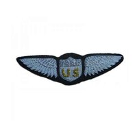 Écusson brodé personnalisé en tissu de style militaire OEM, à coudre, avec fil de bullion blanc et or, pour pilote d'avion, stagiaire, commandant