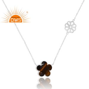 Collar con colgante de piedras preciosas amarillas de ojo de tigre Natural de Plata de Ley 925 de Plata de Ley, joyería personalizada para mujer, regalo para ella - Product Image 2