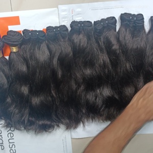 Indian Temple 100% Cuticule Non Transformée Alignée Simple Dessiné Double pour Genius Trame Vague Naturelle Extension de Cheveux Humains Vague Vierge - Product Image 2