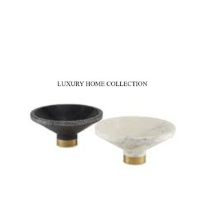 <b>Large</b> <b>Marble</b> Bowls with Smooth Metal Base Surface for Fruit Salad Serving or As a Luxurious Addition to Your Home Interiors - Product Image 6