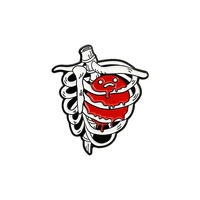Broche en forme d'os et de cœur très vendue en Europe et en Amérique, badge amusant pour une ambiance festive, accessoire d'Halloween