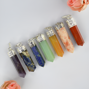 Forma de lápiz Piedra preciosa de cristal Plata de Ley 925 Colgante de moda Chapado en plata religiosa para fiesta de regalo de boda para unisex. - Product Image 5