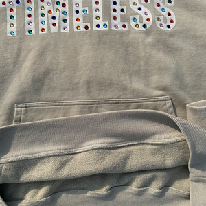 Custom Rhinestone Embellished <b>Hoodie</b> for <b>Men</b> 100% Cotton Acid Washed Design Hooded <b>Lined</b> Available XXS 2XL - Product Image 3