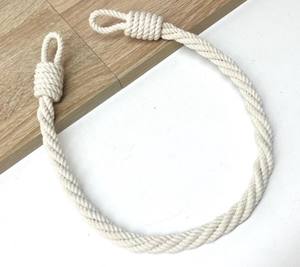 White Cotton <b>Curtain</b> Tiebacks: Elegant Thin Rope <b>Drape</b> Holdbacks - Product Image 4