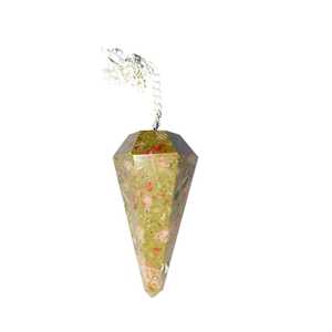 Wholesale Price Natural Unakite Stone Polished Pendulum for Reiki <b>Healing</b> Chakra Love Balancing And Dowsing With Silver Chain - Product Image 3