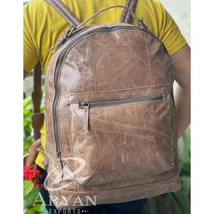Handmade Crunch Leather Backpack Stylish Crunch Leather Rucksack Backpack - Product Image 1