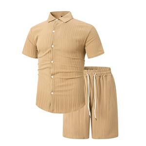 Novedad de verano 2025, conjuntos de pantalones cortos informales para hombre, camiseta de manga corta, pantalones cortos, conjunto de chándal sólido, ropa de marca para hombre, conjuntos de 2 piezas - Product Image 2