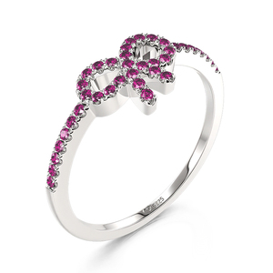 Jeulia Chic <b>Thin</b> Bow <b>Ring</b> Sterling Silver Pave Setting Gold Plated Adjustable - Product Image 3