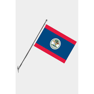 Belize Wall-Mounted Telescopic Flagpole Set with Durable Polyester Flags & Customizable Digital Printing Graphics - Product Image 1