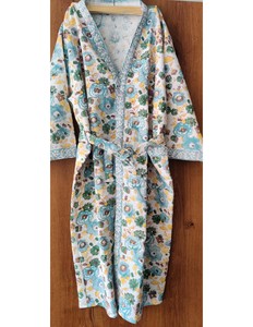 Printed <b>Waffle</b> Long Cotton Bath Robe Kimono Indian Summer Printed Floral Printed Bath Robes Garden Blossom Robe - Product Image 1