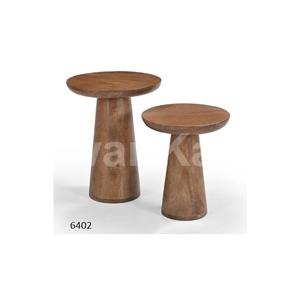 Juego de mesa auxiliar de diseño moderno de 2 piezas con mesa de centro de acabado de madera para la decoración del comedor de la sala de estar del hogar - Product Image 1
