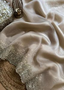 Designer indien pur doux organza soie Sari pour les jolies femmes fête mariage Festival porter avec esthétique ethnique Blouse - Product Image 2