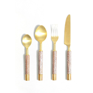 High Quality <b>Gold</b>-Finished Flatware Set Factory Direct Wholesale From Indian Exporter for Hotel Banquets and Dinner Use - Product Image 4