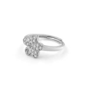 NOVAMART Fine Zarkan Pure <b>925</b> <b>Silver</b> <b>Ring</b> with Cute Flower Geometric Pattern Rhodium/Gold Plating for Everyday Wear Wedding Hand - Product Image 3