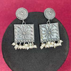 Oxidized Antique Silver Women Earring Gift for <b>girlfriend</b> - Product Image 2