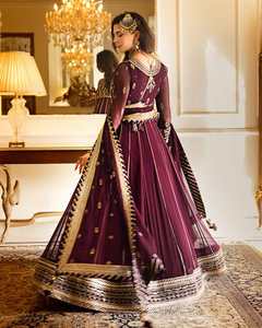 India paquistaní última gasa bordada Salwar Kameez con piedra pesada colección de boda de lujo vestido de Venta caliente 0398 - Product Image 4