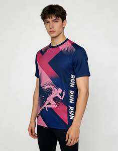 Camiseta Deportiva Unisex con Cuello Redondo, Malla de Poliéster Reciclado que Absorbe la Humedad, para Carreras de Trail, Maratón, Carreras Benéficas, Logotipo Personalizado del Equipo - Product Image 5