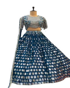 2022 meilleure qualité concepteur lourd deux tons soie Lehenga Choli indien mariée fête de mariage porter dernière arrivée au meilleur prix - Product Image 1