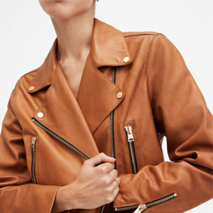 Chaqueta de moto de piel de oveja auténtica para mujer, tamaño de etiqueta personalizada, relleno de algodón, procesamiento crudo, venta al por mayor - Product Image 5