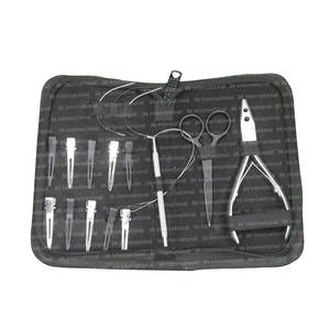 Nouvelle arrivée meilleure qualité de qualité Salon complet Extension de cheveux outils de perles et kit de pinces avec étui en cuir à fermeture éclair - Product Image 1