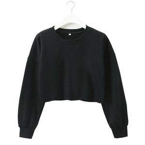 High Quality Cotton French Terry Plain <b>Sweatshirt</b> Crop Top Custom Women <b>Hoodies</b> for Young <b>Girls</b> - Product Image 4