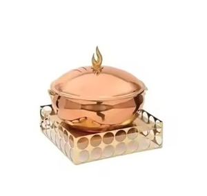 Casserole de luxe en acier inoxydable brillant doré marmite plat de service chauffe-aliments marmite maison hôtels et restaurants décoratifs - Product Image 1