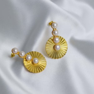 Pendientes de Plata de Ley 925 con Diseño de Perlas Doradas, Hechos a Mano en Turquía, Estilo Vintage, Modernos, para Regalo de Boda o Fiesta, Gran Venta - Product Image 4