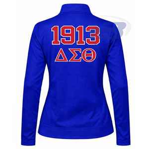 T-shirts d'hiver à fermeture éclair intégrale grande taille pour femmes, bleu roi, avec lettres grecques audacieuses 1913, logo personnalisé de la sororité Delta Sigma Theta (DST) - Product Image 3