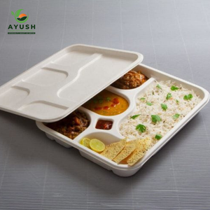 Assiettes biodégradables pour fêtes de Noël et mariages, 5 CP, en pulpe de canne à sucre, pour buffets, restaurants et plats à emporter - Product Image 5