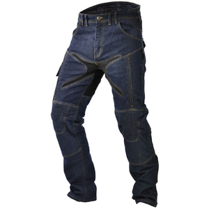 Dark blue <b>mens</b> <b>biker</b> <b>jeans</b> with CE Certified protection and removable knee protectors for added safety made in Pakistan - Product Image 5