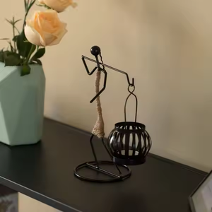 Exclusive Iron Classic Metal <b>Lantern</b> with <b>Rattan</b> Rope Hand Made Iron Basit <b>Lantern</b> Decorative by decor impex - Product Image 5