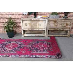Turkish Rug, <b>Runner</b> 2.9x10.7 ft Rug, Herki <b>Red</b> Ikat Rug - Product Image 5