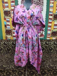 Taille libre Mini manches Boho Beachwear Plus Size femmes coton caftan robe nuits d'été oiseau naturel imprimé Sweet Top Style - Product Image 2