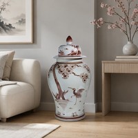 Vase de sol en porcelaine Art Déco brun rouille peint à la main, grand vase décoratif en céramique chinoise pour la décoration de la maison et des chambres d'hôtel