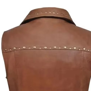 High Quality Custom Logo Sleeveless <b>Women's</b> Leather <b>Vest</b> Jacket Lightweight Oversized <b>Knitted</b> Fabric Casual Zipper <b>Vest</b> - Product Image 4