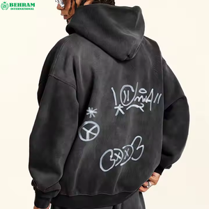 Ensemble de sweat-shirts personnalisés en coton épais coupe classique, effet délavé, avec fermeture éclair, strass et impression DTG - Product Image 3