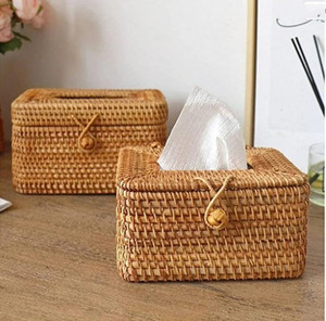 Bandeja dispensadora de pañuelos de ratán, caja de papel hecha a mano, cubierta, cestas, nueva colección - Product Image 4
