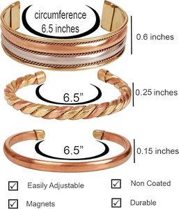 Brazalete Étnico de Cobre, Brazalete de Cobre Martillado Hecho a Mano, Joyería Ayurvédica de Lujo, Brazalete de Cobre para Hombre y Mujer - Product Image 5