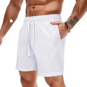 Short décontracté d'été en polyester 100% pour hommes séchage rapide taille moyenne élastique en velours côtelé armure couleur unie tissé teint uni 2XL Short chaud - Product Image 1